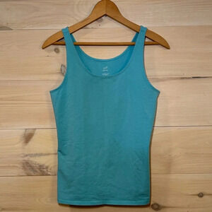 J. Jill Blue Teal Cotton Blend Fitted Sleeveless Perfect Tank Top Size Medium
